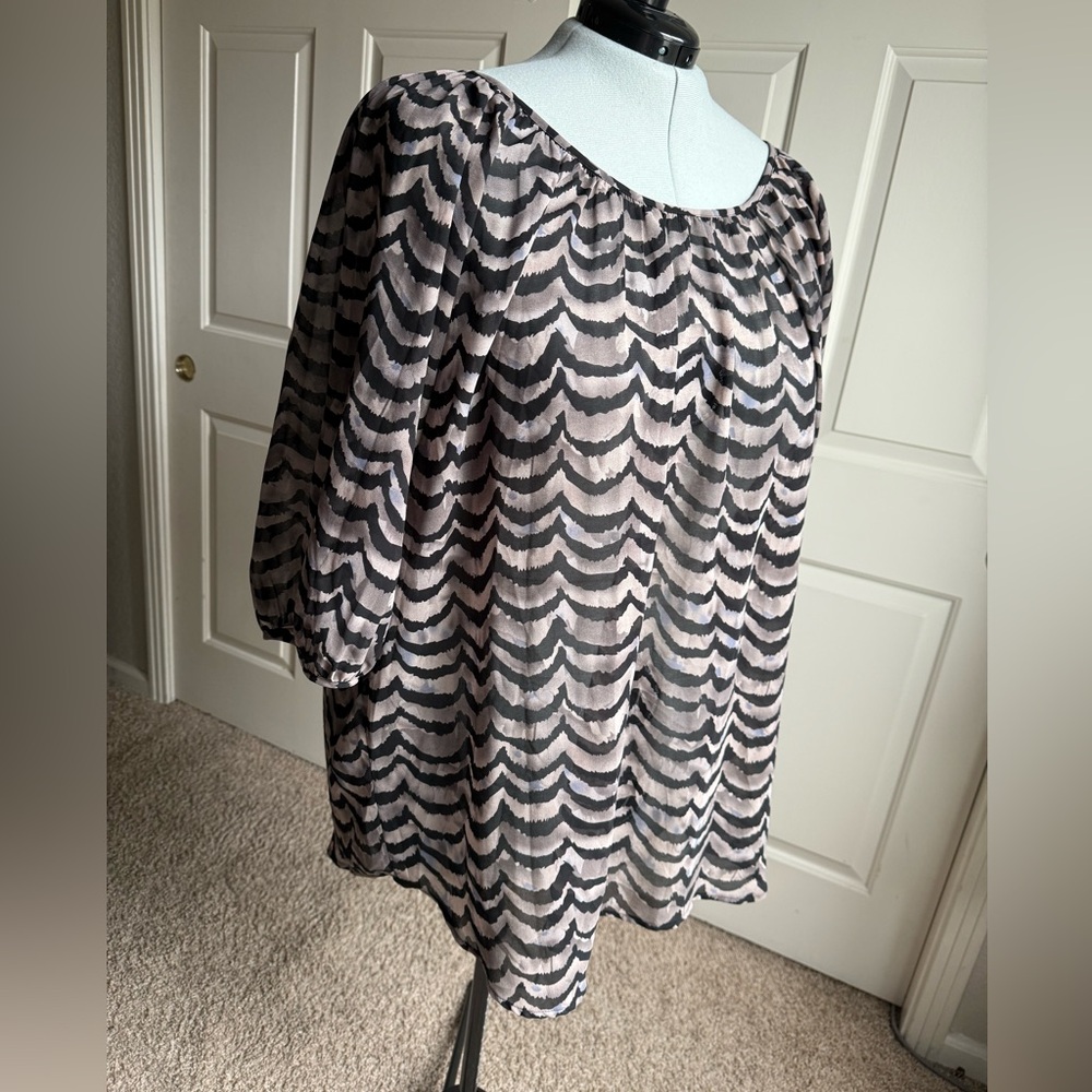 Daniel Rainn Black and Cream 3/4 Length Sleeved Tunic Top Size 3XL